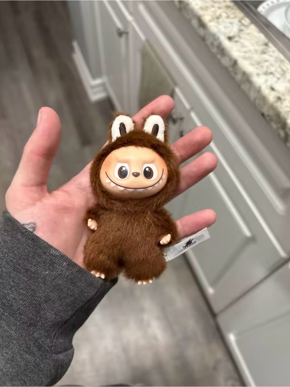 Plush Brown Furry Small Pet Toy with Friendly Face